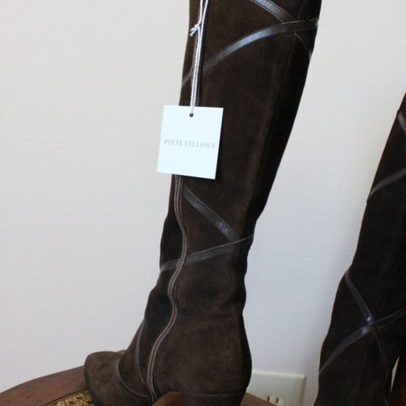 1970s GIVENCHY suede boho boots, brown suede leather hippie boots 6 US - Picture 6 of 10